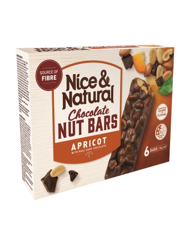 Nice & Natural Abricot de chocolat à barres grillées 6 Pack 180g x 8