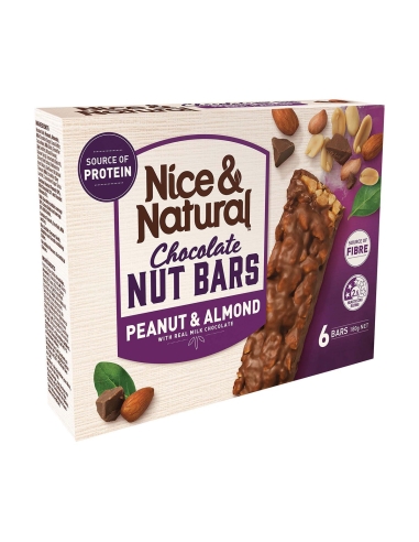 Nice & Natural Amande de chocolat à barres grillées 6 Pack 180g x 8