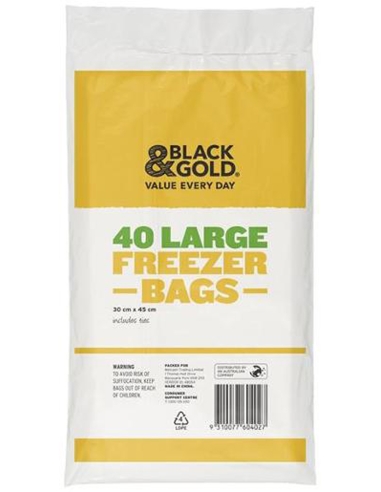 Black & Gold Bolsas de congelador grandes 40 Paquete x 24