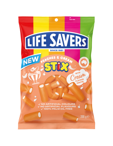 Life Savers Peaches & Cream Stix 200g x 12