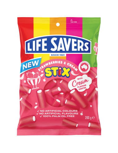 Life Savers Aardbeien & Cream Stix 200 g x 12