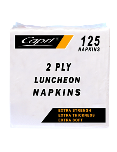 Capri Napkins 2 Ply Lunch White 125 Pack x 1