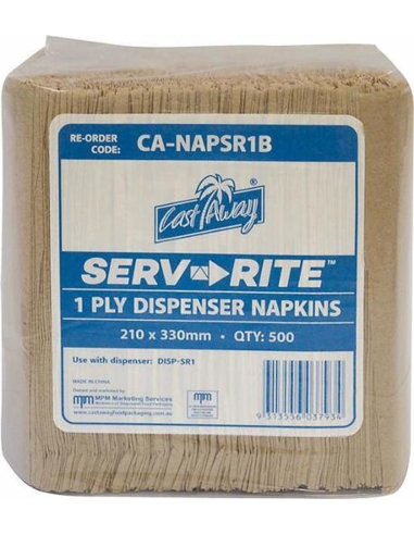 Cast Away Dispensador Brown Servrite Napkin 1ply 500 Pack x 1