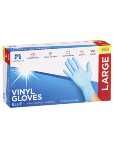 Marinucci Gloves Vinyl Blue Large Powder Gratuit 100 Pack x 1