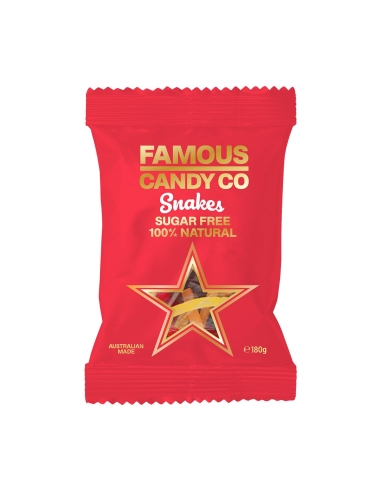 Famous Candy Co Suikervrije slangen 180g x 12