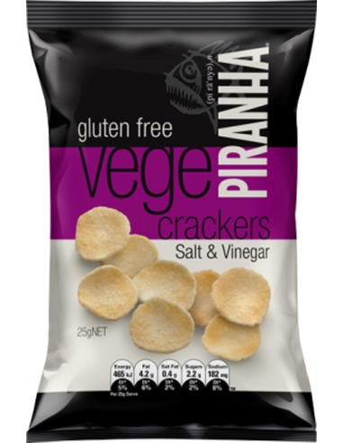 Piranha Vege Crackers Zout en azijn 25g x 40