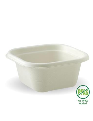 Biopak Container Takeaway 480 ml Vierkante witte plantaardige vezels 50 Pack x 1