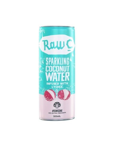 Raw C Agua de coco chispeante infundada con Lychee 325ml x 24