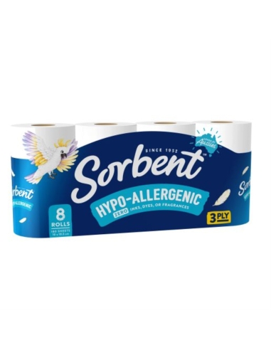 Sorbent Hypo-allergenic Toilet Tissue 8 Pack x 1