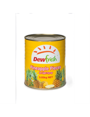 Dewfresh Pièces d'ananas dans le syrop de lumière 3.03kg x 1