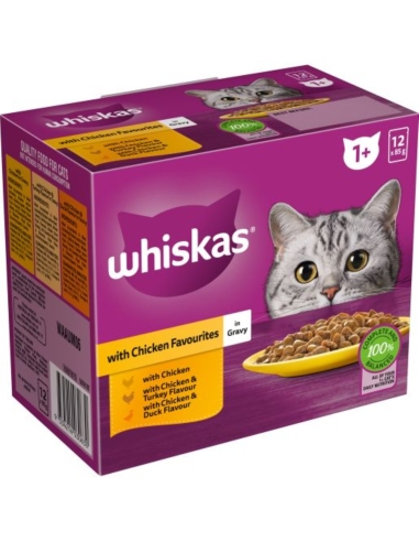 Whiskas Comida húmeda para gatos MVM'S Favorite con pollo, paquete de 12, 85 g x 1