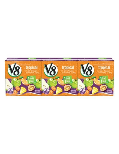 Campbell Soups V8 Juice Fruit And Vegetable Tropical 3 Pack 250ml x 1