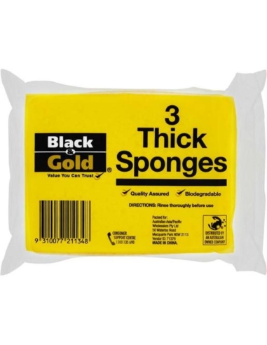 Black & Gold Pensez aux éponges 3 Pack x 1