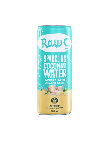 Raw C Agua de coco chispeante infundada con cerveza de jengibre 325ml x 12