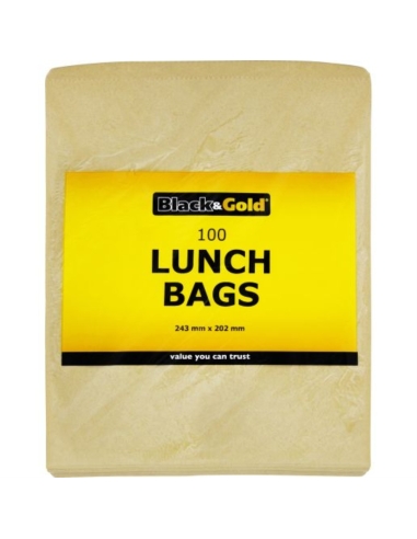 Black & Gold Bolsas de almuerzo Papel 243mm X 22mm 100 Pack x 12