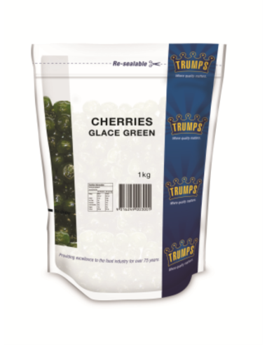 Trumps Cherries Glace Green 1kg x 1