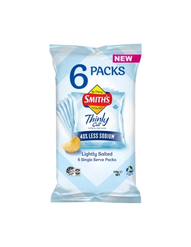 Smith's Thinly Cut Licht Gezouten 114g 6-Pack x 1