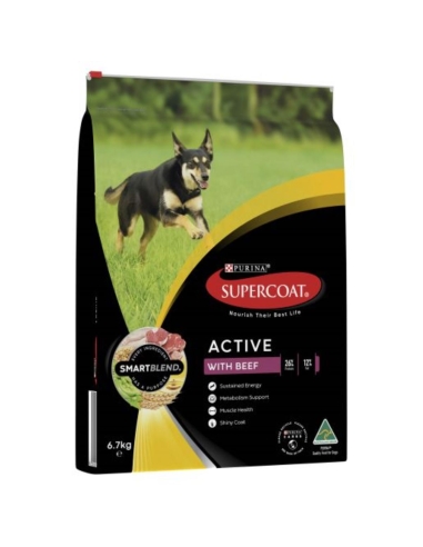 Purina Supercoat Adulto attivo Beef Pet Food 6.7kg x 1