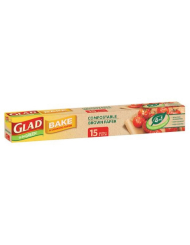 Glad Compostable Brown Unbleached Bake & Cooking Paper 15m x 12