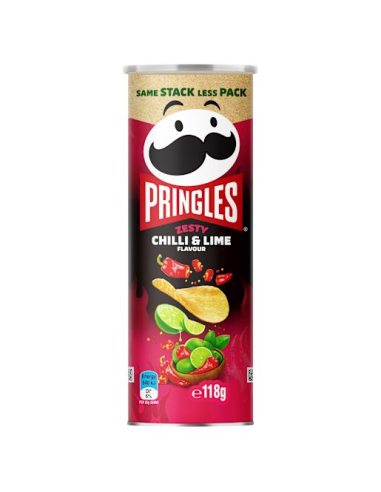 Pringles Zesty Chilli & Lime Flavour Potato Chips 118g x 12