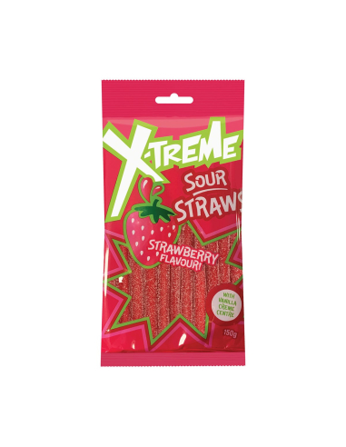 x-treme Sour Straws Strawberry 150g x 12