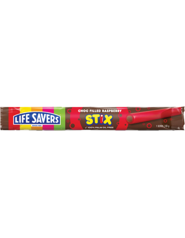 Lifesaver Choc Filled Raspberry Stix 40g x 30