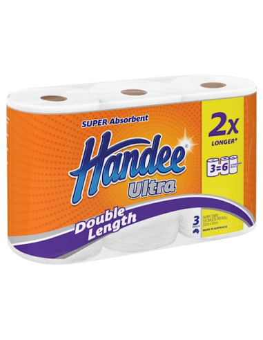 Handee Ultra White Double 2 Ply Paper Towel 3 Pack x 5