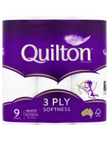 Quilton Classic White 3ply Toilet Tissue 9 Pack x 1