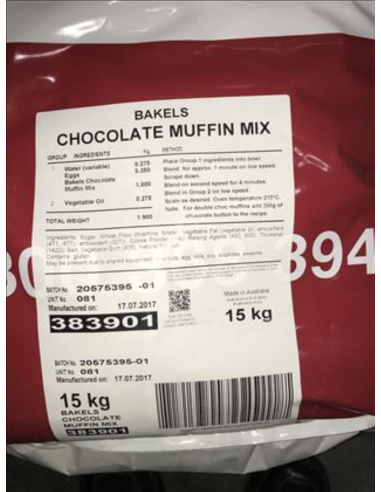 Bakels Muffin Mix Chocolate 15 Kg Bag